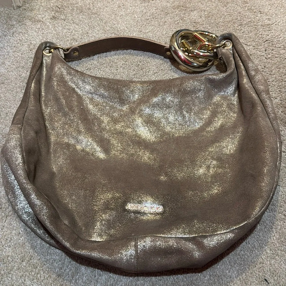 Jimmy Choo gold hobo bag with gold hardware